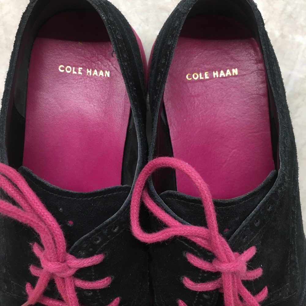 Cole Haan Wing-Tipped Lace Oxford Black Suede